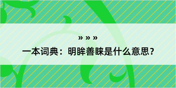 一本词典：明眸善睐是什么意思？