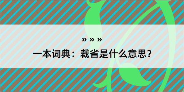 一本词典：裁省是什么意思？