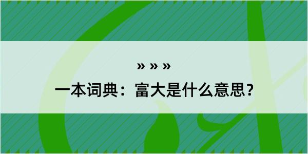 一本词典：富大是什么意思？