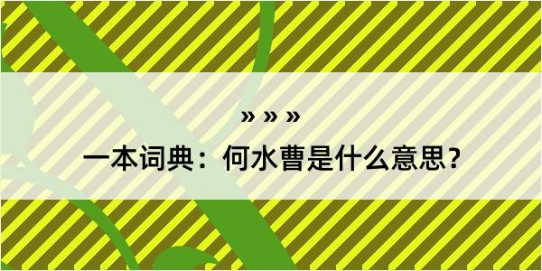 一本词典：何水曹是什么意思？