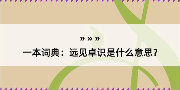 一本词典：远见卓识是什么意思？