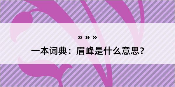 一本词典：眉峰是什么意思？