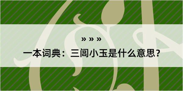 一本词典：三闾小玉是什么意思？