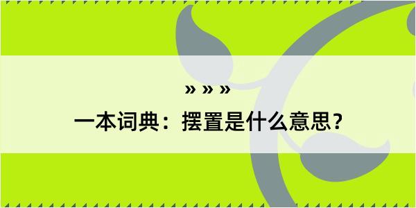 一本词典：摆置是什么意思？