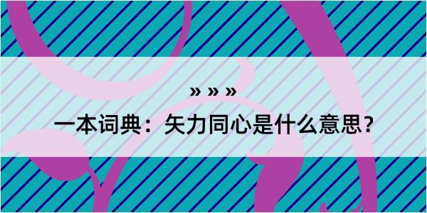 一本词典：矢力同心是什么意思？