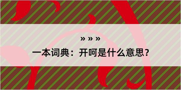 一本词典：开呵是什么意思？