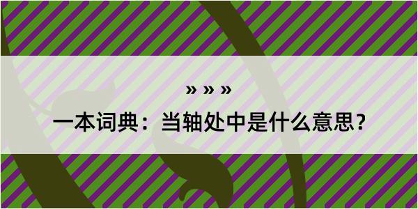 一本词典：当轴处中是什么意思？