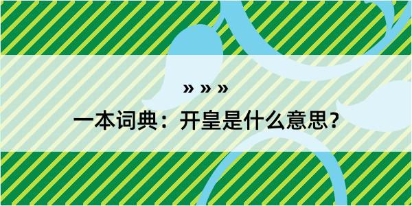 一本词典：开皇是什么意思？