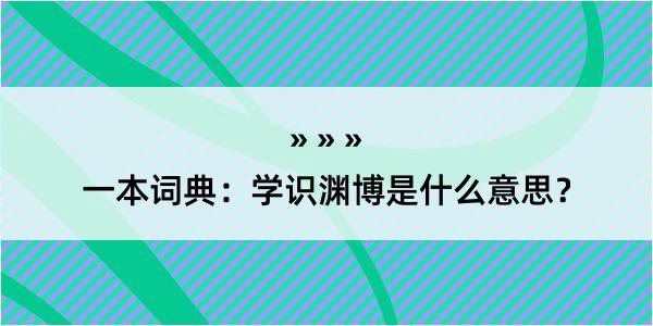 一本词典：学识渊博是什么意思？