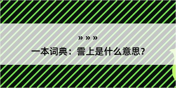 一本词典：霅上是什么意思？