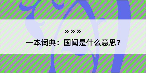 一本词典：国闻是什么意思？