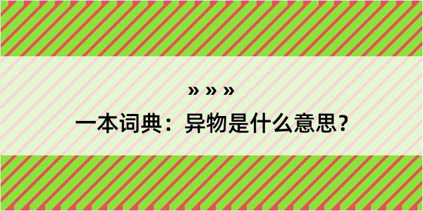 一本词典：异物是什么意思？