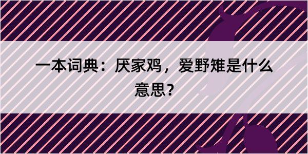 一本词典：厌家鸡，爱野雉是什么意思？