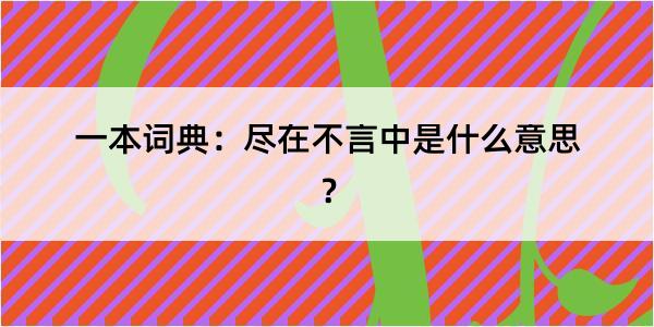 一本词典：尽在不言中是什么意思？