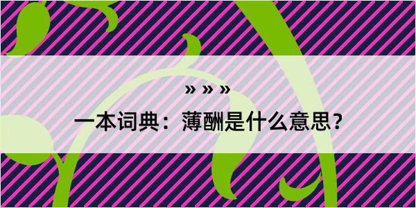 一本词典：薄酬是什么意思？