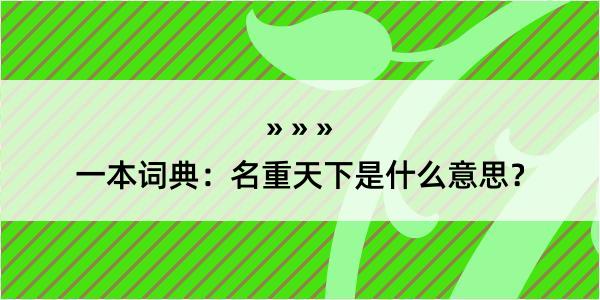 一本词典：名重天下是什么意思？