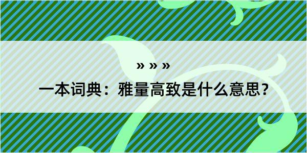 一本词典：雅量高致是什么意思？