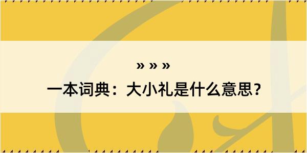 一本词典：大小礼是什么意思？