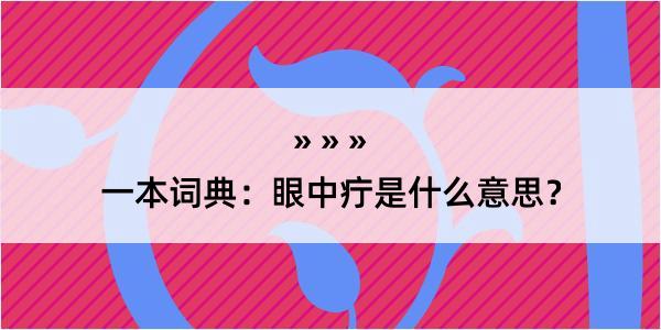 一本词典：眼中疔是什么意思？