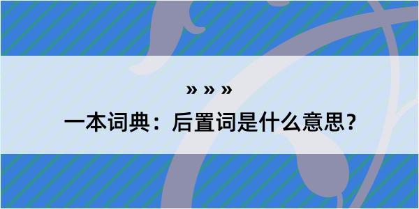 一本词典：后置词是什么意思？