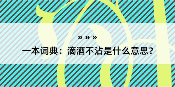 一本词典：滴酒不沾是什么意思？