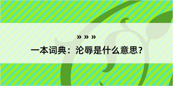 一本词典：沦辱是什么意思？