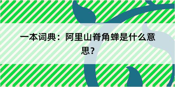 一本词典：阿里山脊角蝉是什么意思？