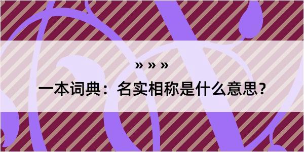 一本词典：名实相称是什么意思？