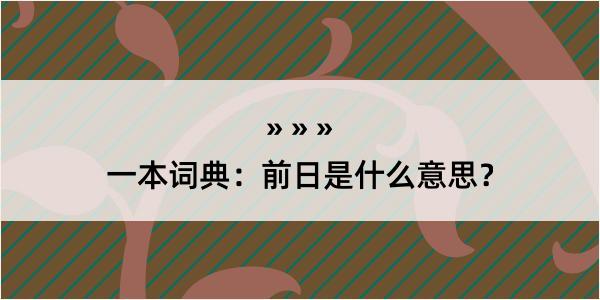 一本词典：前日是什么意思？