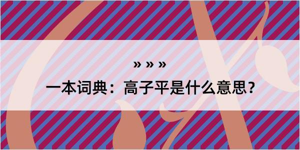 一本词典：高子平是什么意思？