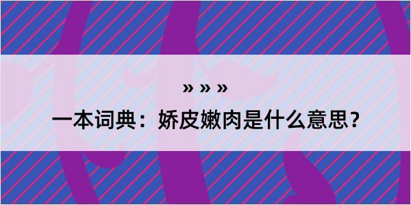 一本词典：娇皮嫩肉是什么意思？