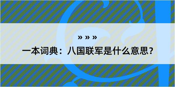 一本词典：八国联军是什么意思？