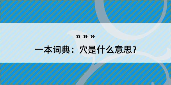 一本词典：穴是什么意思？