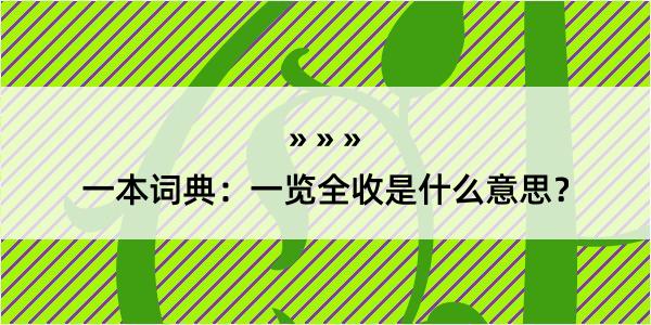 一本词典：一览全收是什么意思？