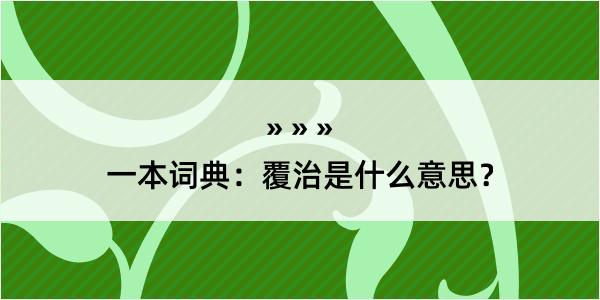 一本词典：覆治是什么意思？