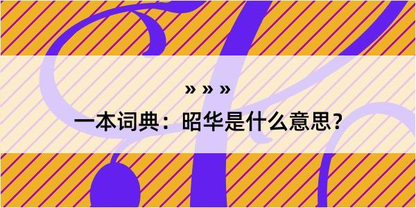 一本词典：昭华是什么意思？