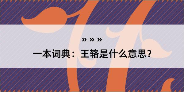 一本词典：王辂是什么意思？