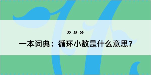 一本词典：循环小数是什么意思？