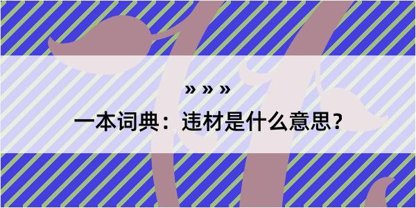 一本词典：违材是什么意思？