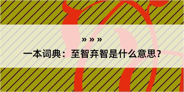 一本词典：至智弃智是什么意思？