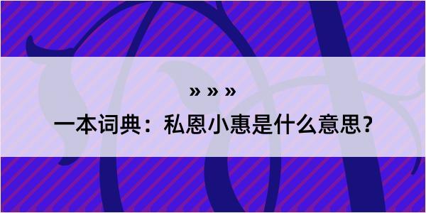 一本词典：私恩小惠是什么意思？