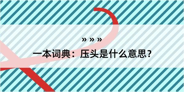 一本词典：压头是什么意思？