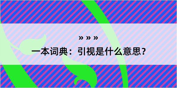 一本词典：引视是什么意思？