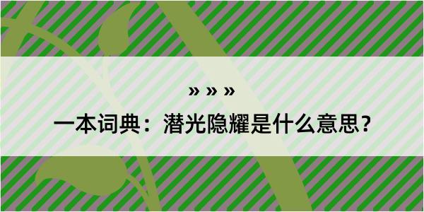 一本词典：潜光隐耀是什么意思？