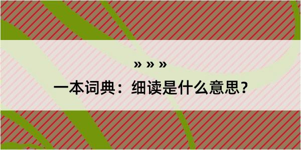 一本词典：细读是什么意思？