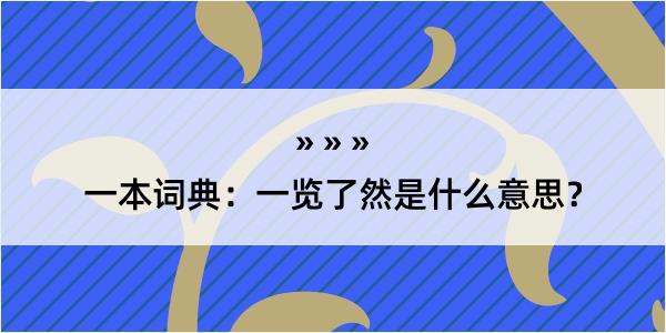 一本词典：一览了然是什么意思？