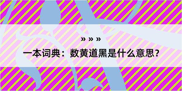 一本词典：数黄道黑是什么意思？