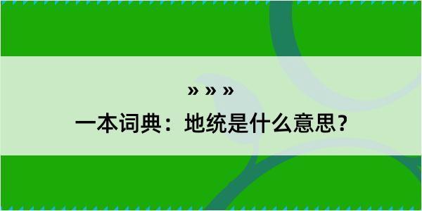 一本词典：地统是什么意思？