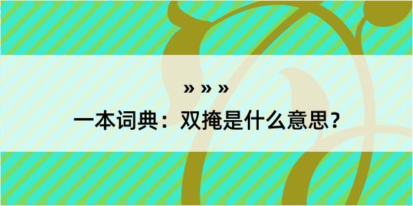 一本词典：双掩是什么意思？