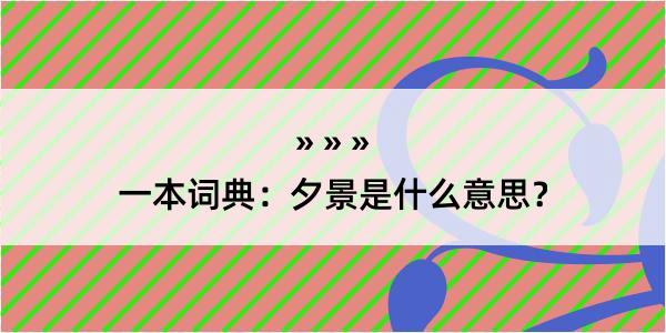 一本词典：夕景是什么意思？